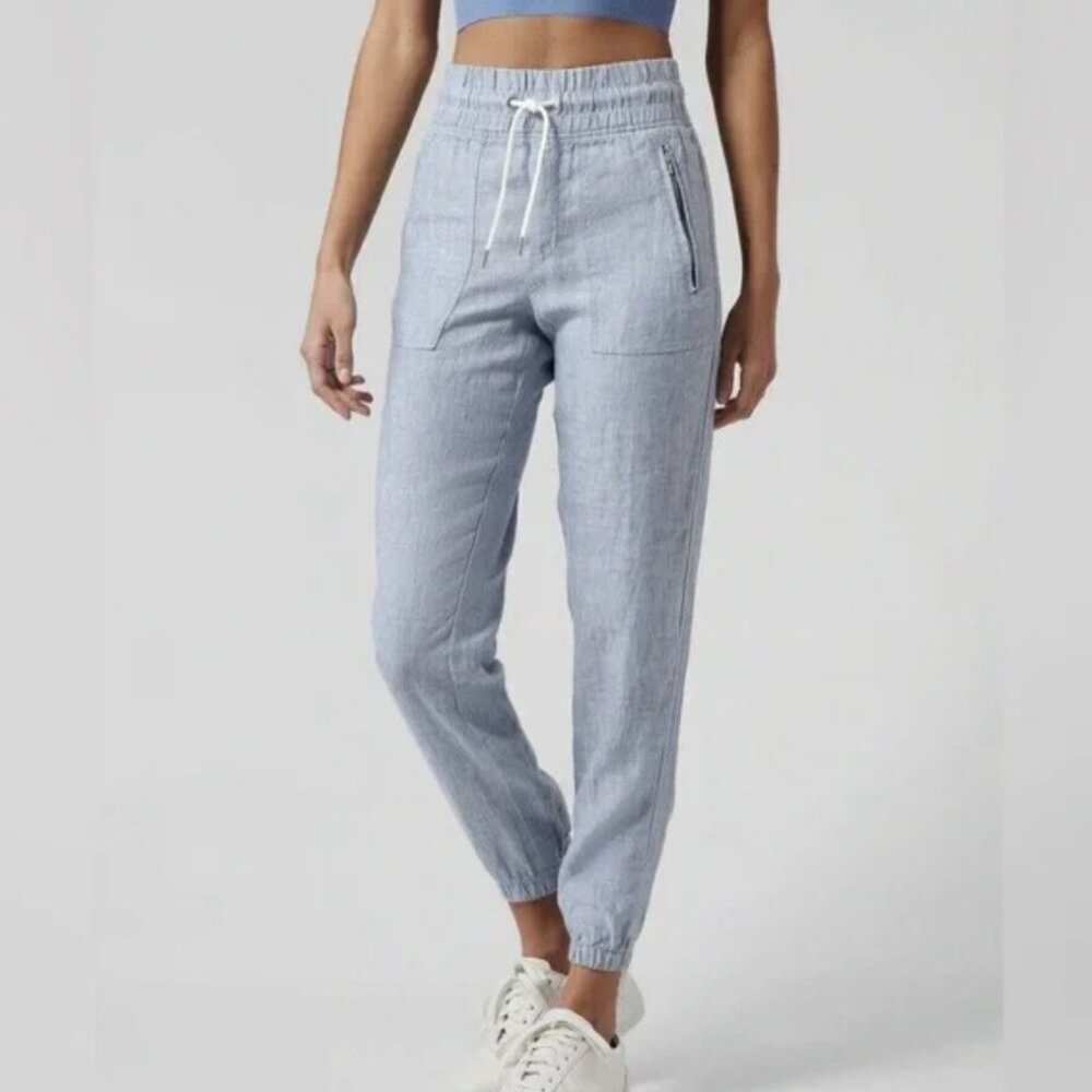 Athleta Cabo Linen Jogger-Chambray Blue